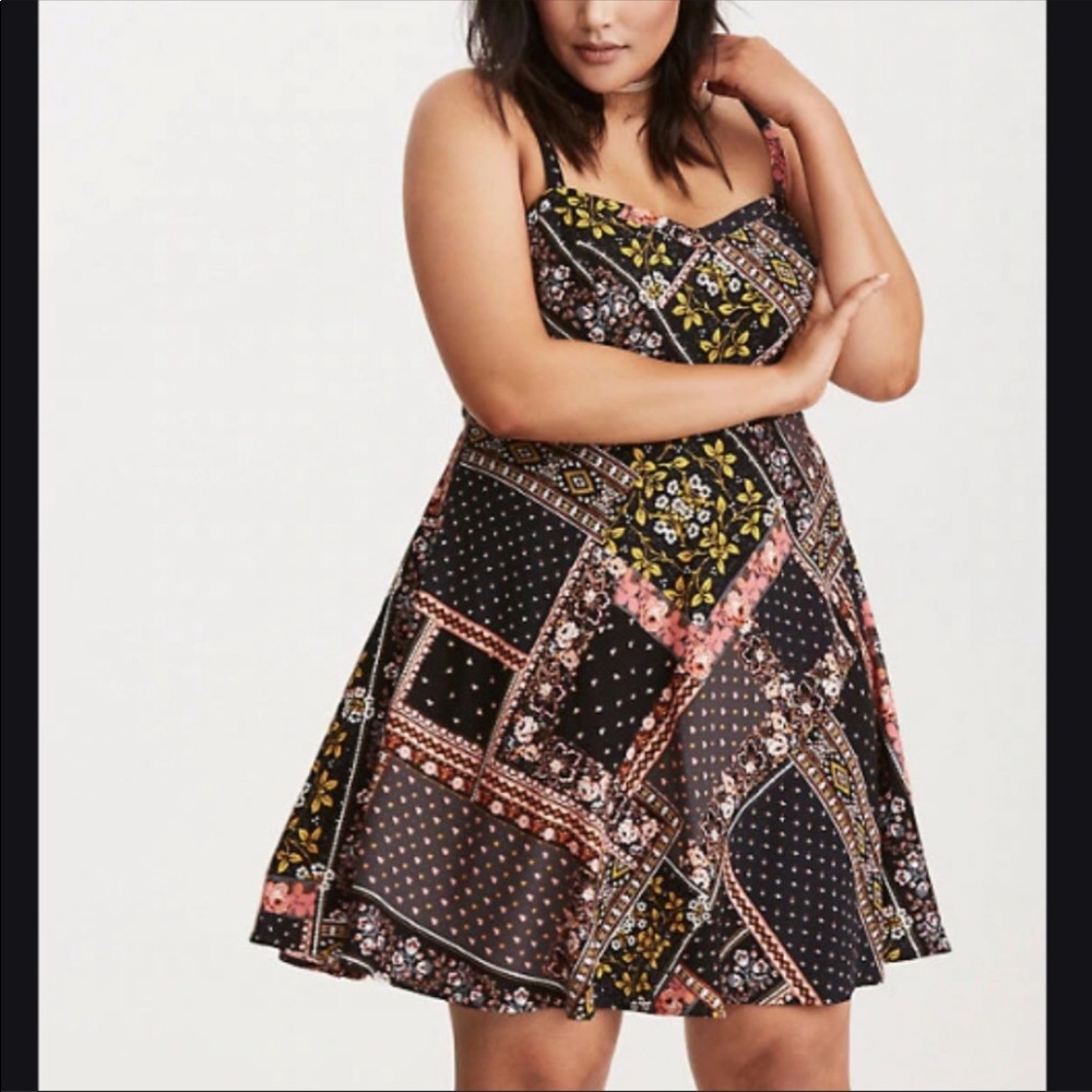 Mixed floral print challis dress
